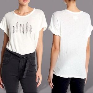 NWT Current/Elliott The Rolled Crew Feather Graphic Tee